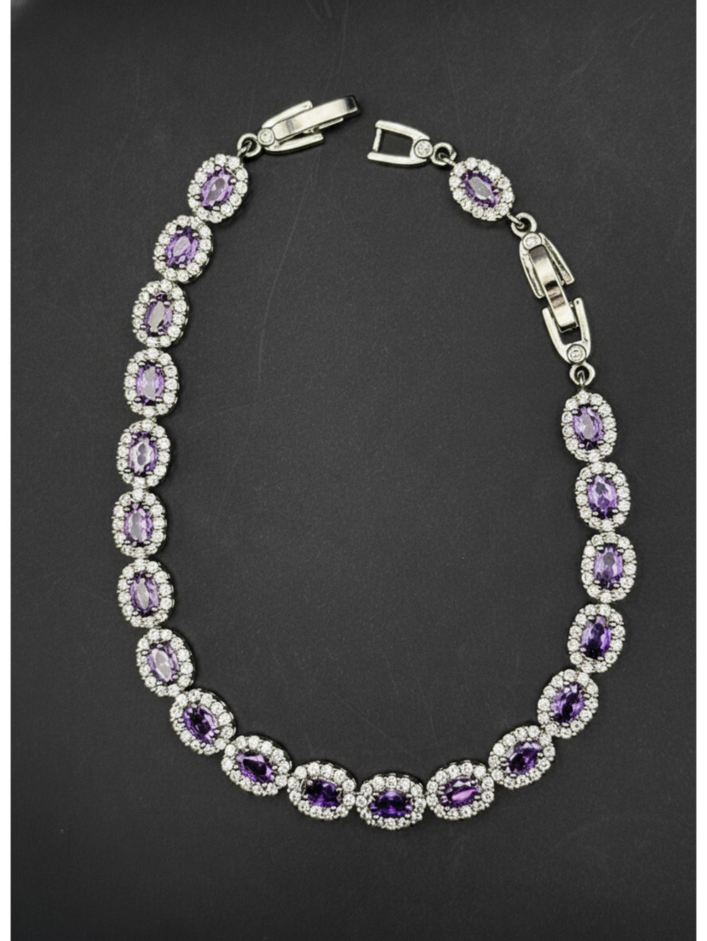 candy+clover elite lilac halo crystal 14k white gold plated bracelet